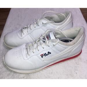 FILA Womens Machu Lace Up Casual Sneakers Size 10 White/Navy/Red